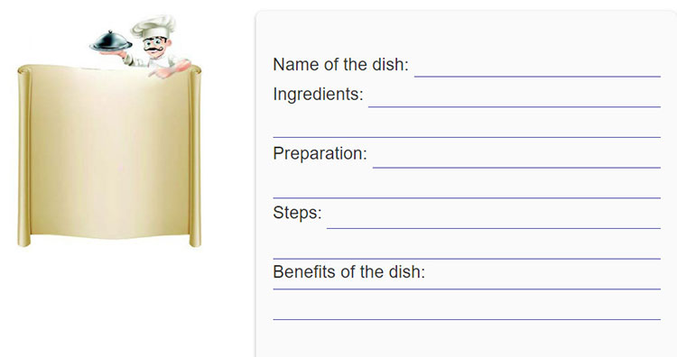 tieng-anh-lop-9-moi.unit-7.Communication.4.a Work in groups. Choose a dish you like. Discuss its ingredients, how to prepare it and the steps to cook it. Write your ideas on a large sheet of paper